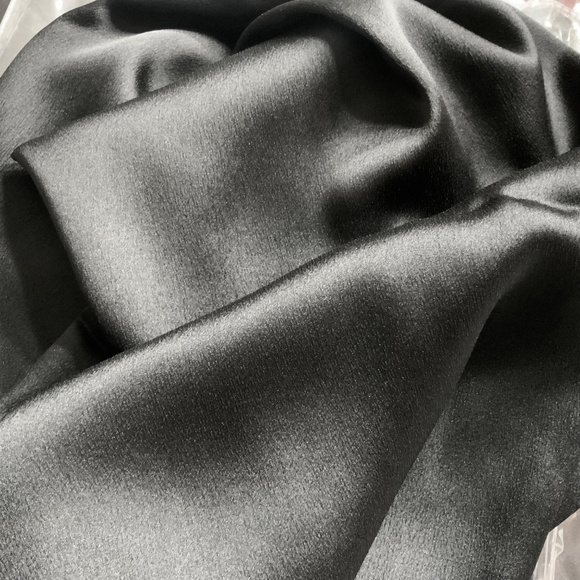 BLACK 100% SILK SATIN Large Shawl Scarf Wedding Bridesmaid CoverUp Evening Wrap - Picture 4 of 8